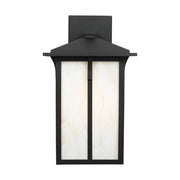 Generation 8752701 Tomek 1-lt 18" Tall Outdoor Wall Lantern - Black/Champagne