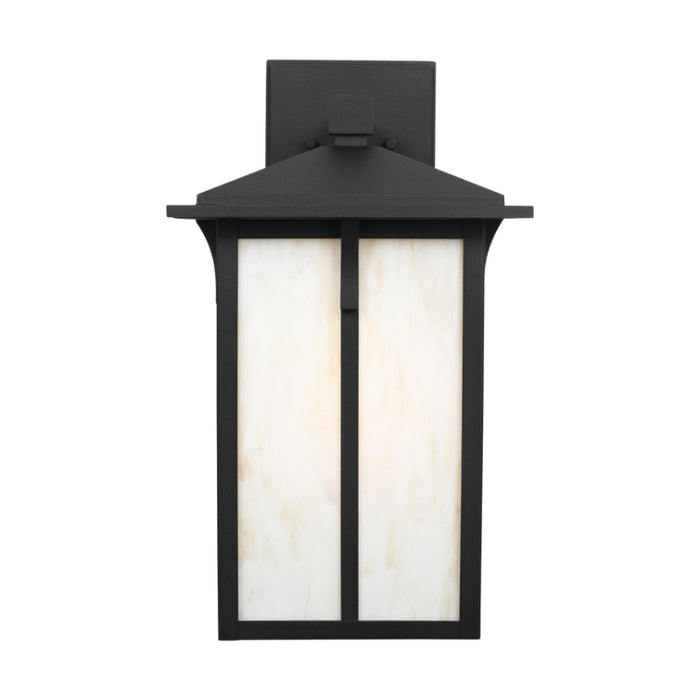 Generation 8752701 Tomek 1-lt 18" Tall Outdoor Wall Lantern - Black/Champagne