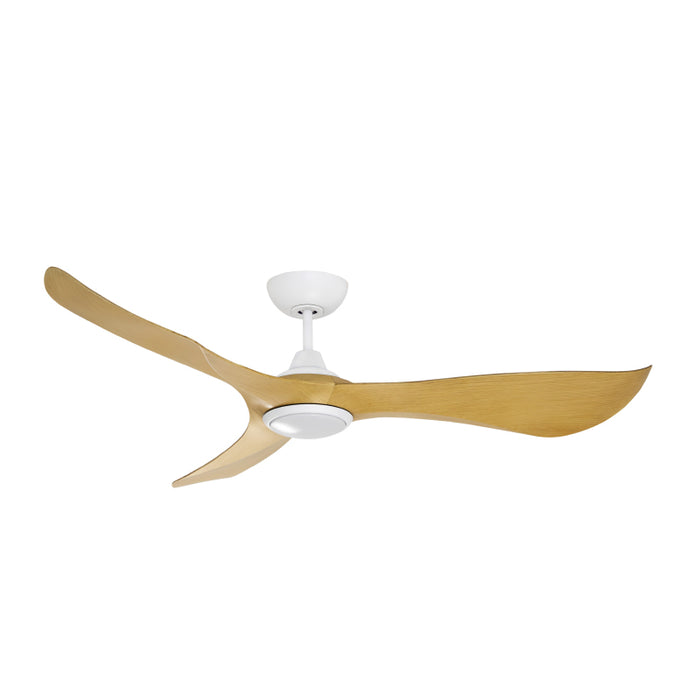 Maxim 88755 Keanu 56" Outdoor Ceiling Fan with LED Light Kit - Matte White with Teak Blades