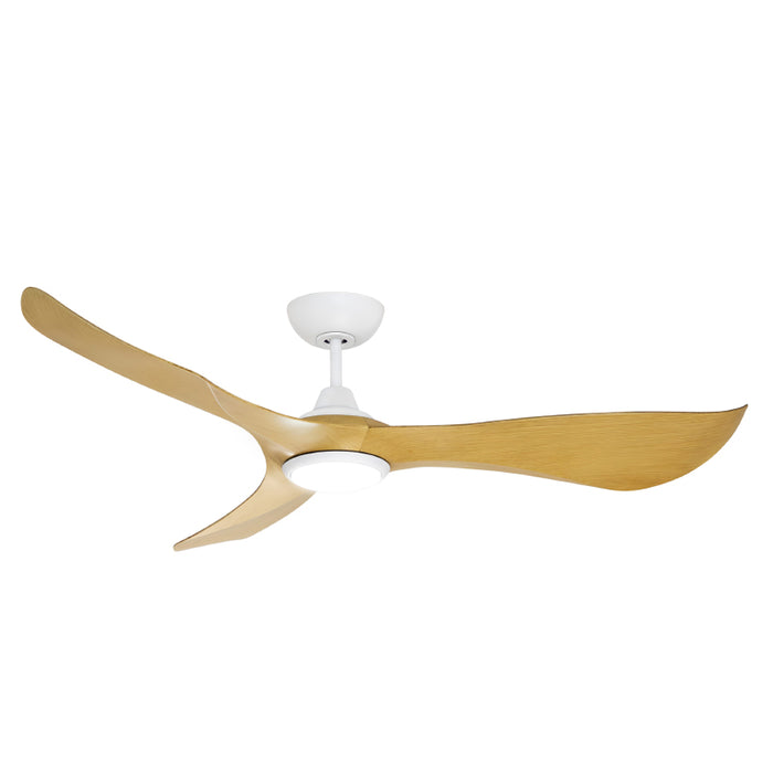 Maxim 88755 Keanu 56" Outdoor Ceiling Fan with LED Light Kit - Matte White with Teak Blades