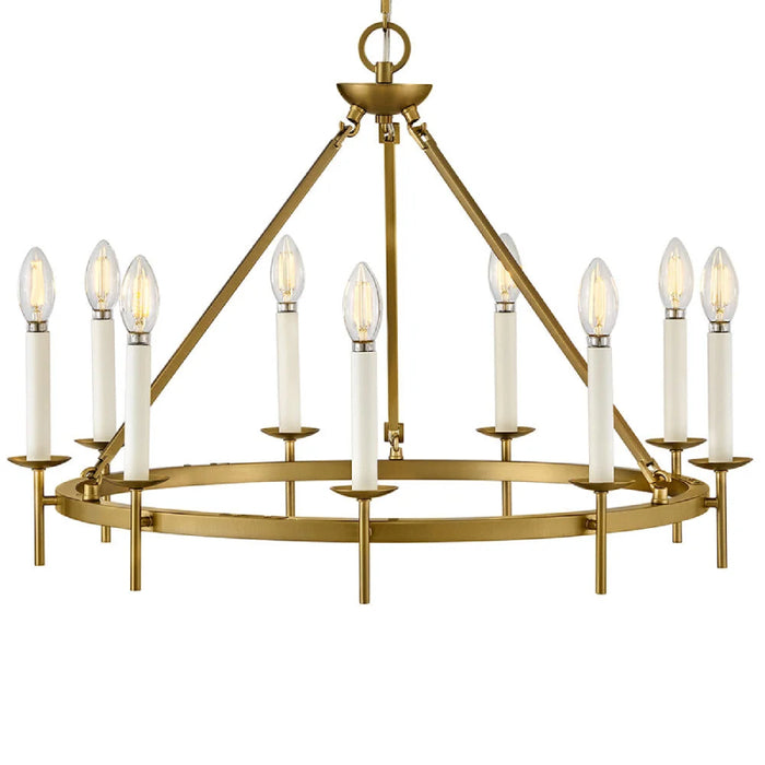 Hinkley 47475 Copley 9-lt 28" LED Chandelier - Lacquered Brass