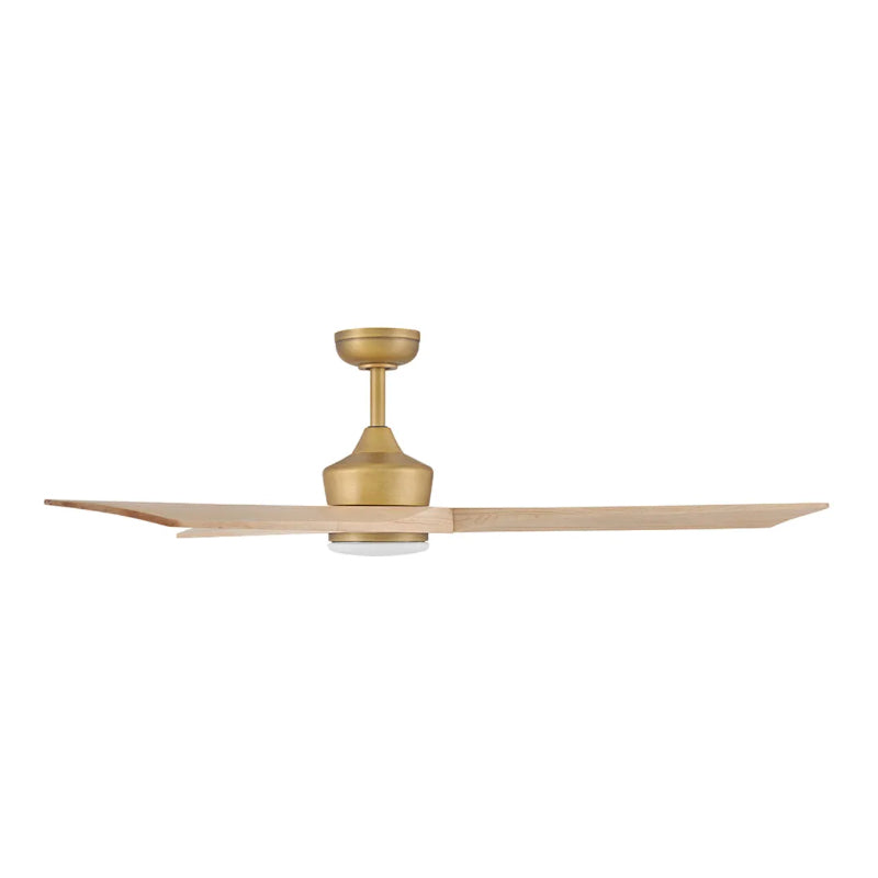 Hinkley 903660F Sculpt 60" Indoor/Outdoor Ceiling Fan with LED Light Kit - Heritage Brass with Natural Wood Blades