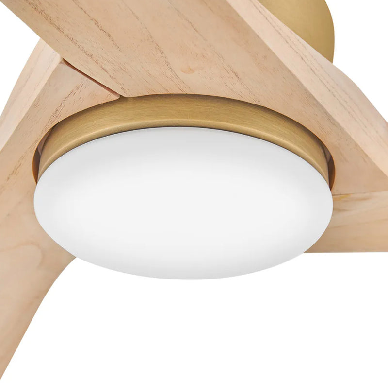 Hinkley 903660F Sculpt 60" Indoor/Outdoor Ceiling Fan with LED Light Kit - Heritage Brass with Natural Wood Blades