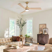 Hinkley 903660F Sculpt 60" Indoor/Outdoor Ceiling Fan with LED Light Kit - Heritage Brass with Natural Wood Blades