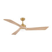 Hinkley 903660F Sculpt 60" Indoor/Outdoor Ceiling Fan with LED Light Kit - Heritage Brass with Natural Wood Blades