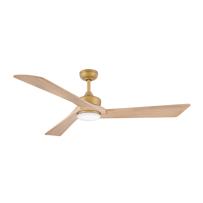Hinkley 903660F Sculpt 60" Indoor/Outdoor Ceiling Fan with LED Light Kit - Heritage Brass with Natural Wood Blades
