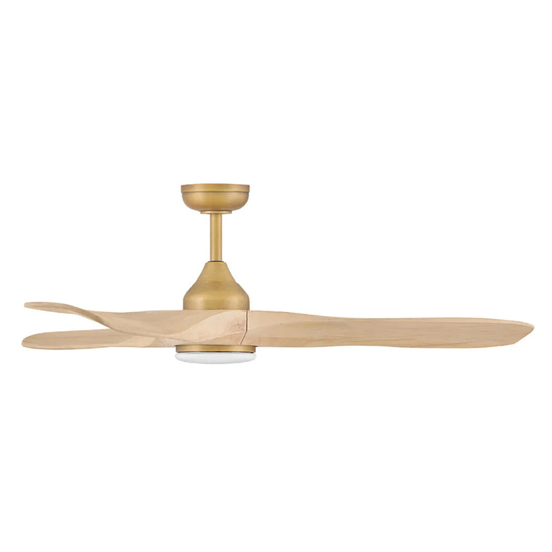 Hinkley 903856F Swell Illuminated 56" Ceiling Fan with LED Light Kit - Heritage Brass/Natural Wood Blades
