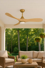 Hinkley 903856F Swell Illuminated 56" Ceiling Fan with LED Light Kit - Heritage Brass/Natural Wood Blades