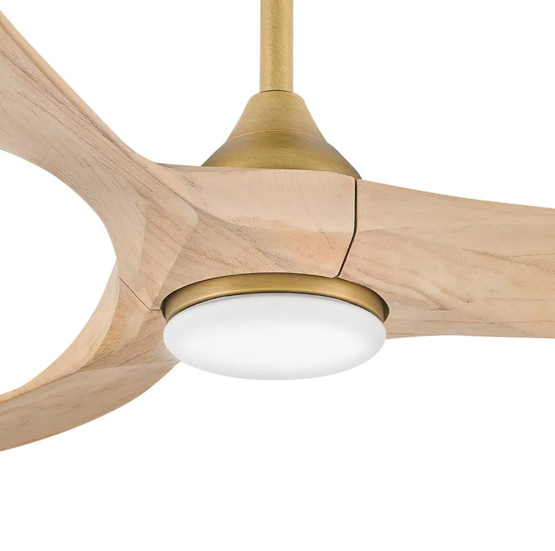 Hinkley 903856F Swell Illuminated 56" Ceiling Fan with LED Light Kit - Heritage Brass/Natural Wood Blades
