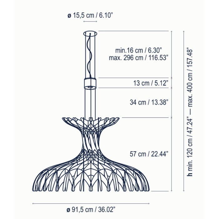 Bover Dome 90 1-lt 36" LED Pendant