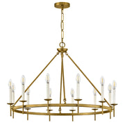 Hinkley 47476 Copley 12-lt 36" LED Chandelier - Lacquered Brass