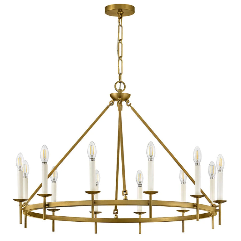 Hinkley 47476 Copley 12-lt 36" LED Chandelier - Lacquered Brass