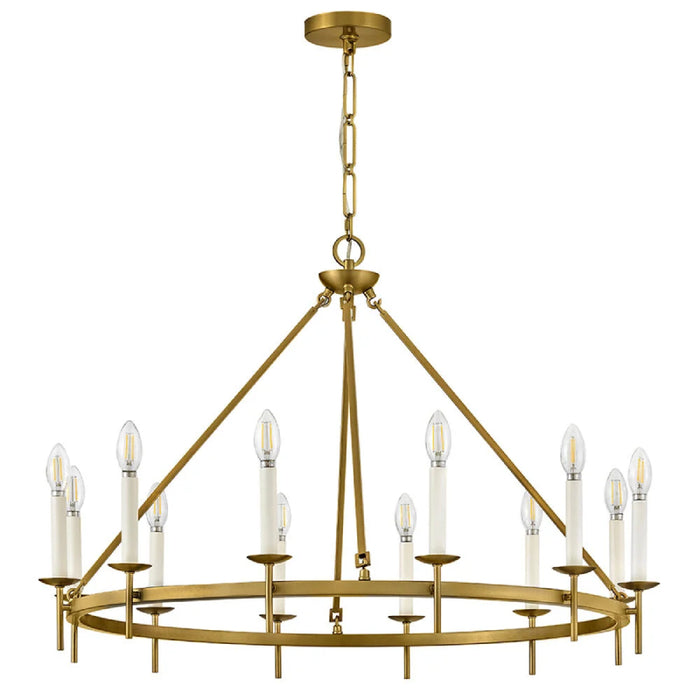 Hinkley 47476 Copley 12-lt 36" LED Chandelier - Lacquered Brass