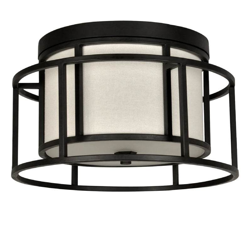 Crystorama 9590 Hulton 2-lt 15" Flush Mount - Matte Black