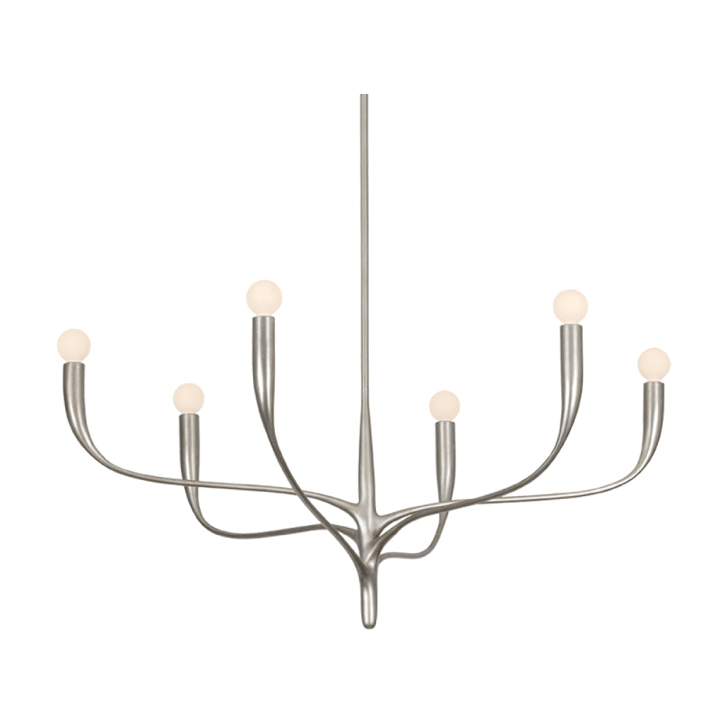 Hudson Valley 9606 Labra 6-lt 37" Chandelier-Warm Silver Leaf