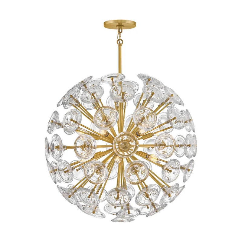 Fredrick Ramond FR46905 Maya 12-lt 30" LED Chandelier - Unlacquered Brass/Clear Glass