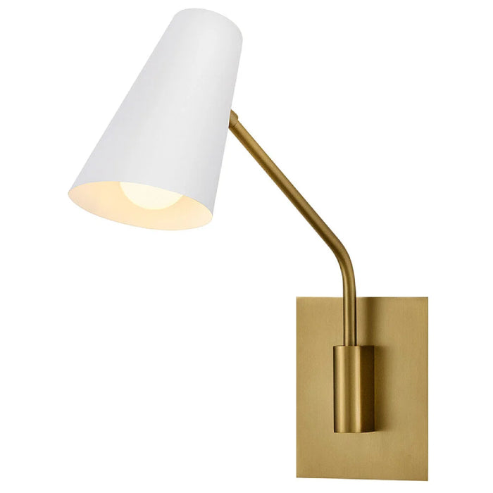 Hinkley 48310 Bray 1-lt 17" Tall LED Swing Arm Wall Sconce - Lacquered Brass/Chalk White