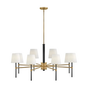 Hinkley 46956 Saunders 8-lt 40" LED Chandelier - Black with Lacquered Brass