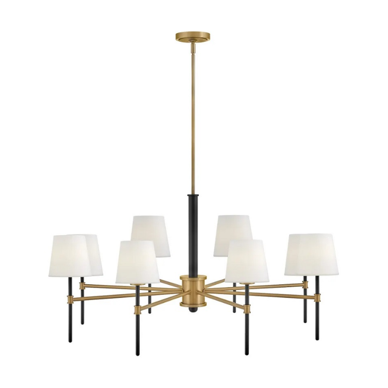 Hinkley 46956 Saunders 8-lt 40" LED Chandelier - Black with Lacquered Brass