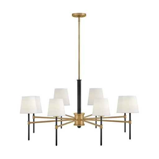 Hinkley 46956 Saunders 8-lt 40" LED Chandelier - Black with Lacquered Brass