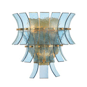 Crystorama ABI-2002-AG Abigail 3-lt 15" Tall Wall Sconce - Aged Brass/Blue