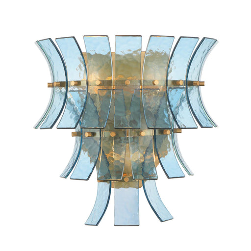 Crystorama ABI-2002-AG Abigail 3-lt 15" Tall Wall Sconce - Aged Brass/Blue