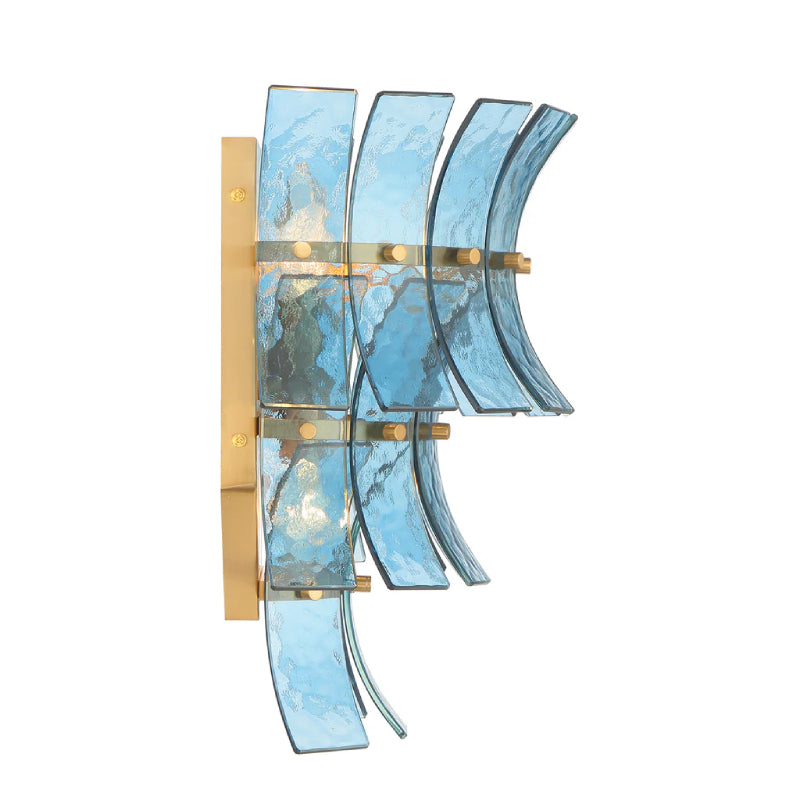 Crystorama ABI-2002-AG Abigail 3-lt 15" Tall Wall Sconce - Aged Brass/Blue