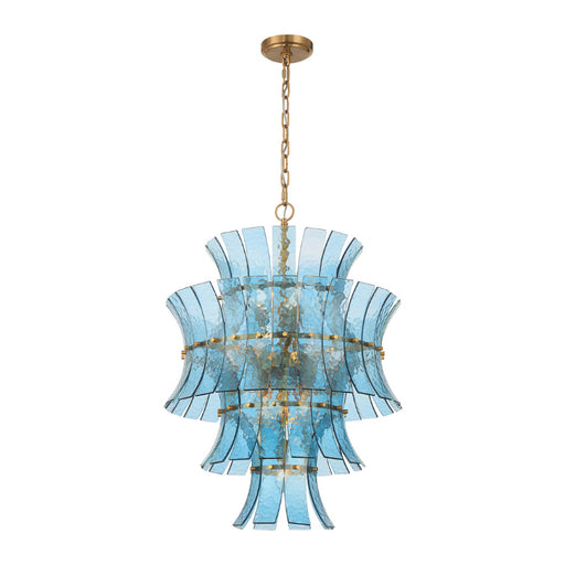 Crystorama ABI-2006-AG Abigail 13-lt 22" Chandelier - Aged Brass/Blue