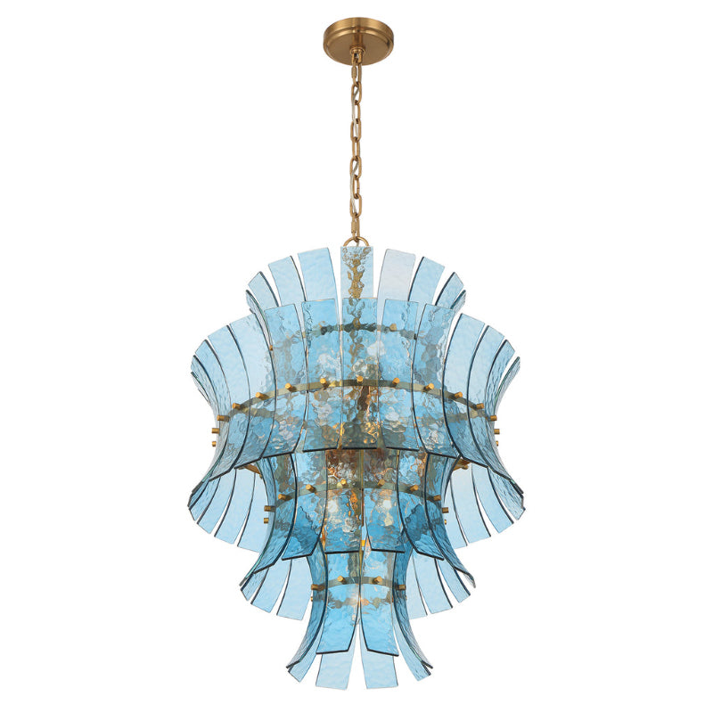 Crystorama ABI-2006-AG Abigail 13-lt 22" Chandelier - Aged Brass/Blue