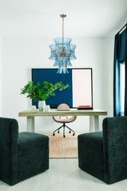 Crystorama ABI-2006-AG Abigail 13-lt 22" Chandelier - Aged Brass/Blue