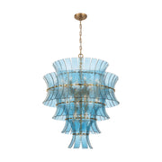 Crystorama ABI-2008-AG Abigail 21-lt 30" Chandelier - Aged Brass/Blue