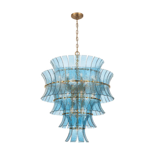 Crystorama ABI-2008-AG Abigail 21-lt 30" Chandelier - Aged Brass/Blue