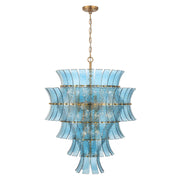 Crystorama ABI-2008-AG Abigail 21-lt 30" Chandelier - Aged Brass/Blue