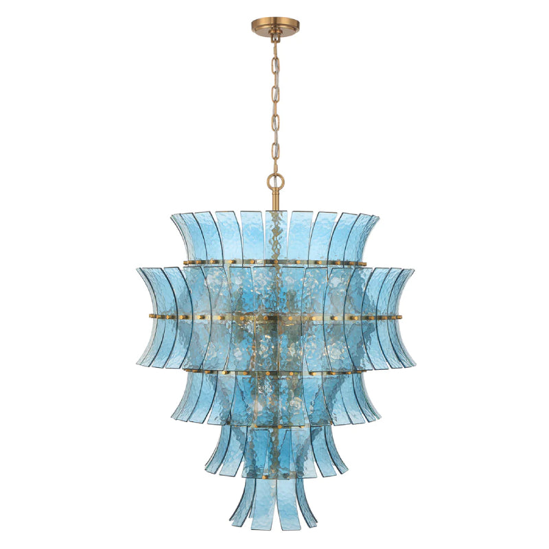 Crystorama ABI-2008-AG Abigail 21-lt 30" Chandelier - Aged Brass/Blue