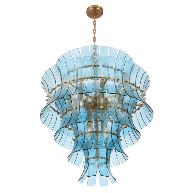 Crystorama ABI-2008-AG Abigail 21-lt 30" Chandelier - Aged Brass/Blue