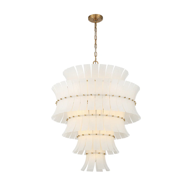Crystorama ABI-2008-AG Abigail 21-lt 30" Chandelier - Aged Brass/White