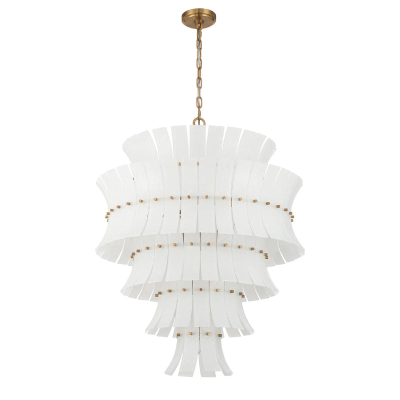 Crystorama ABI-2008-AG Abigail 21-lt 30" Chandelier - Aged Brass/White