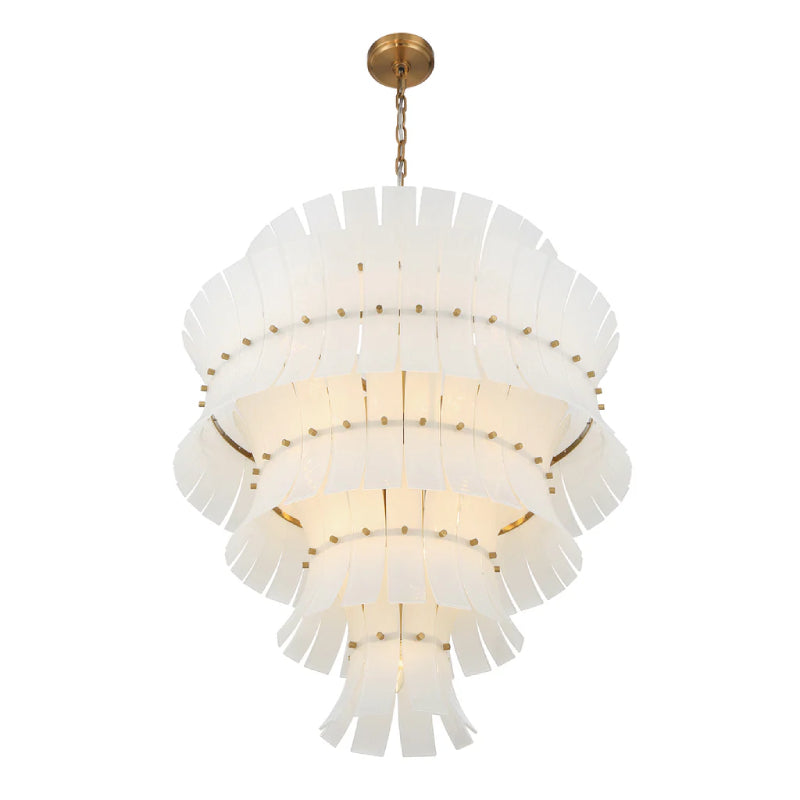 Crystorama ABI-2008-AG Abigail 21-lt 30" Chandelier - Aged Brass/White