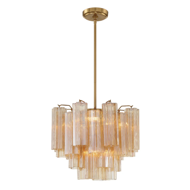 Crystorama ADD-300 Addis 4-lt 18" Mini Chandelier - Aged Brass/Amber