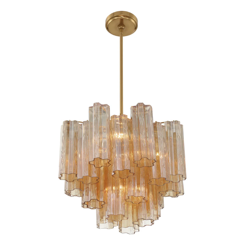 Crystorama ADD-300 Addis 4-lt 18" Mini Chandelier - Aged Brass/Amber