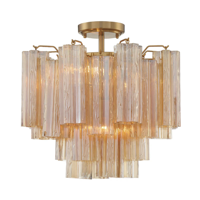 Crystorama ADD-300-CEILING Addis 4-lt 18" Semi Flush Mount - Aged Brass/Amber