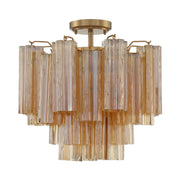 Crystorama ADD-300-CEILING Addis 4-lt 18" Semi Flush Mount - Aged Brass/Amber