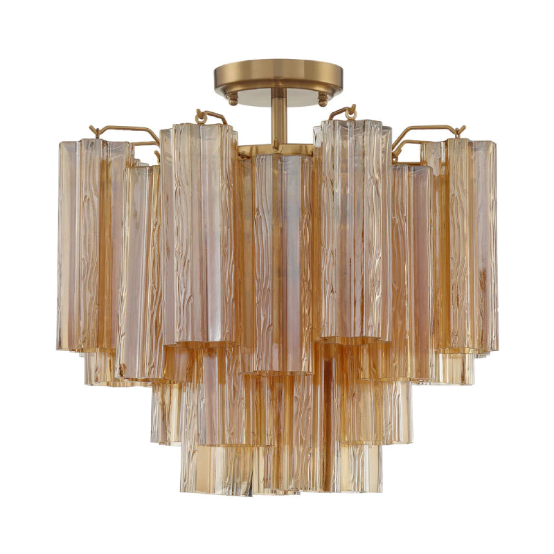 Crystorama ADD-300-CEILING Addis 4-lt 18" Semi Flush Mount - Aged Brass/Amber