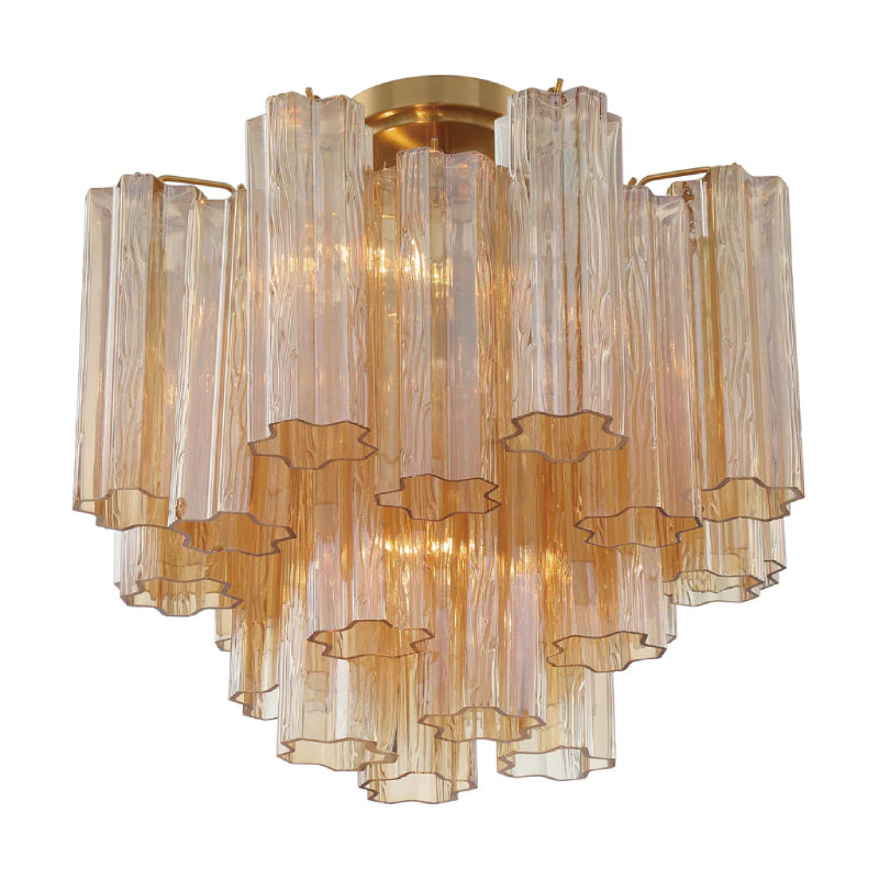 Crystorama ADD-300-CEILING Addis 4-lt 18" Semi Flush Mount - Aged Brass/Amber