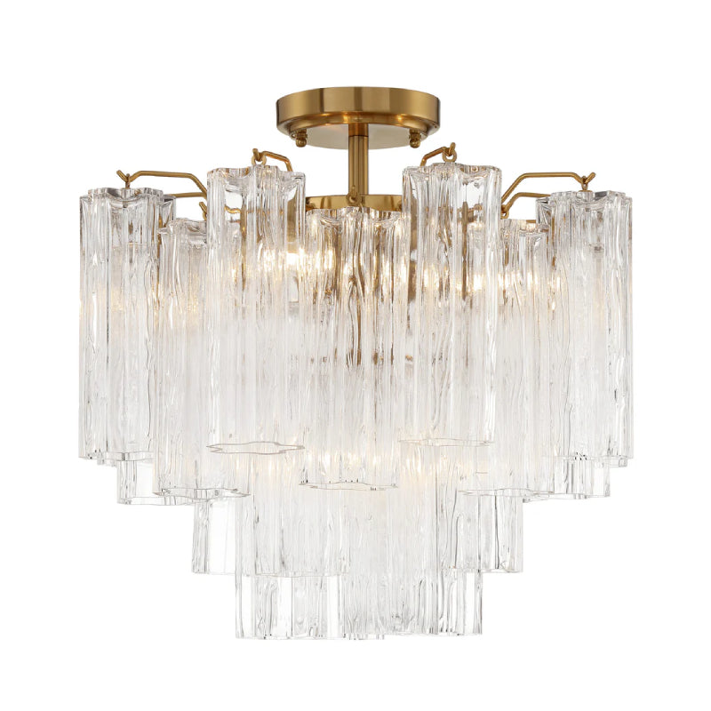 Crystorama ADD-300-CEILING Addis 4-lt 18" Semi Flush Mount - Aged Brass/Clear