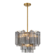 Crystorama ADD-300 Addis 4-lt 18" Mini Chandelier - Aged Brass/Smoke