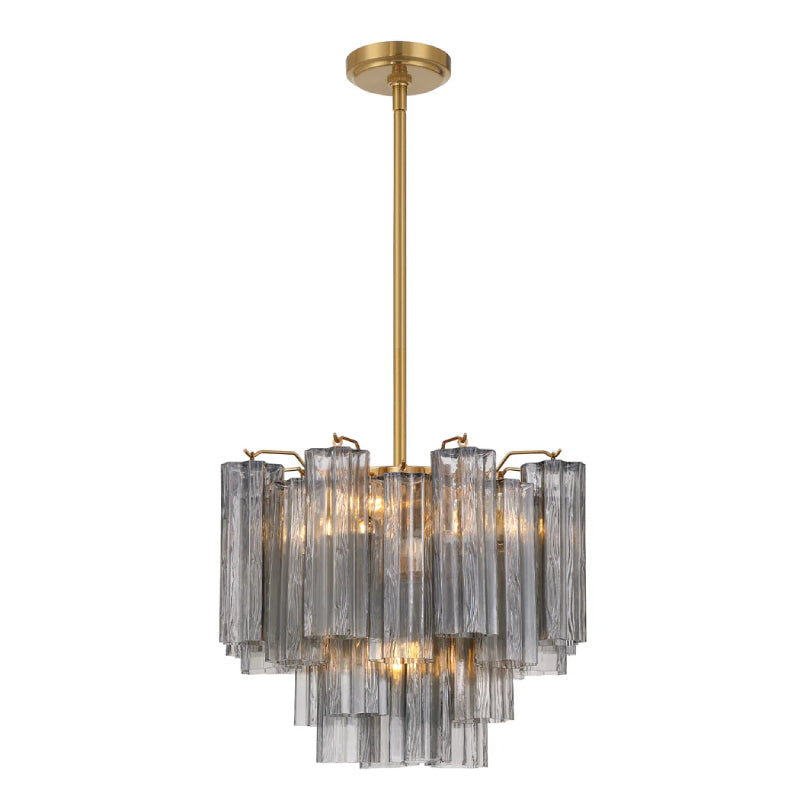 Crystorama ADD-300 Addis 4-lt 18" Mini Chandelier - Aged Brass/Smoke