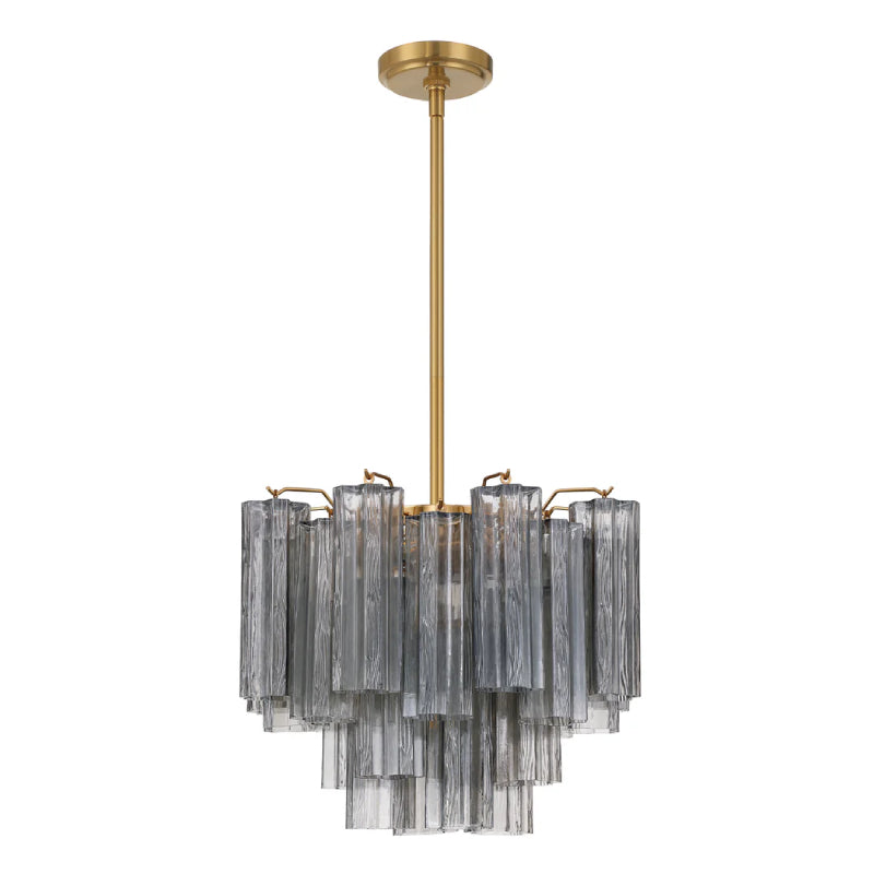 Crystorama ADD-300 Addis 4-lt 18" Mini Chandelier - Aged Brass/Smoke