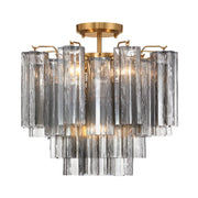 Crystorama ADD-300-CEILING Addis 4-lt 18" Semi Flush Mount - Aged Brass/Smoke