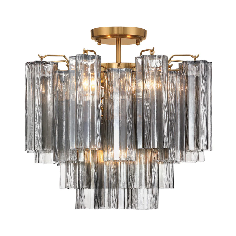 Crystorama ADD-300-CEILING Addis 4-lt 18" Semi Flush Mount - Aged Brass/Smoke